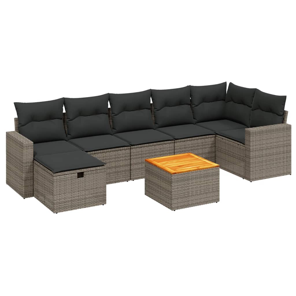 Set Canapele De Grădină Cu Perne, 8 Piese, Gri, Poliratan