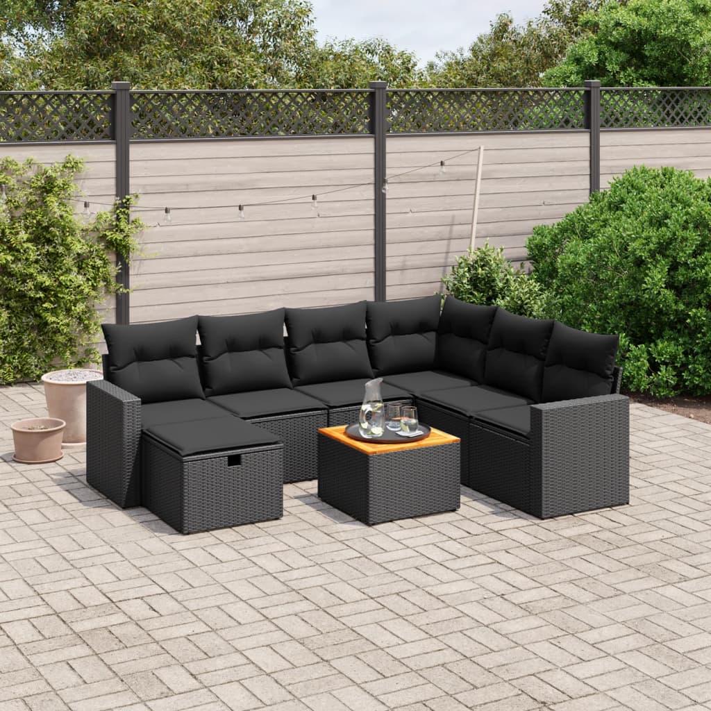 Set Canapele De Grădină Cu Perne, 8 Piese, Gri, Poliratan