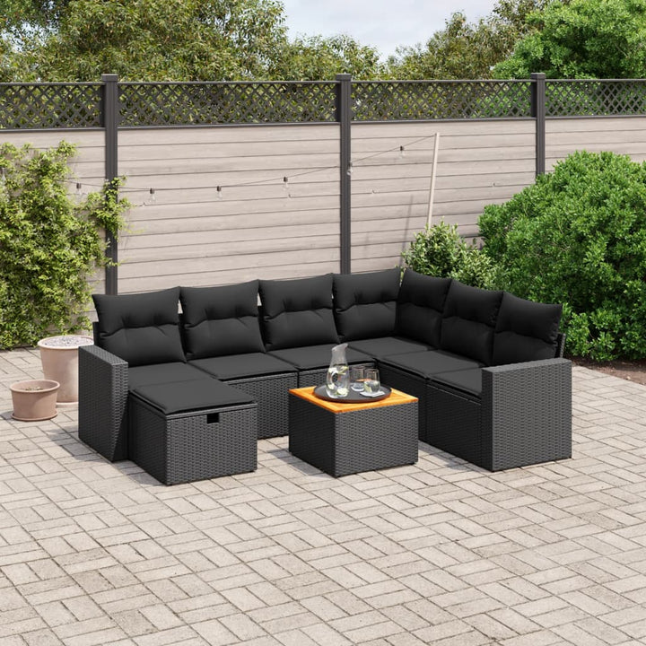 Set Canapele De Grădină Cu Perne, 8 Piese, Gri, Poliratan