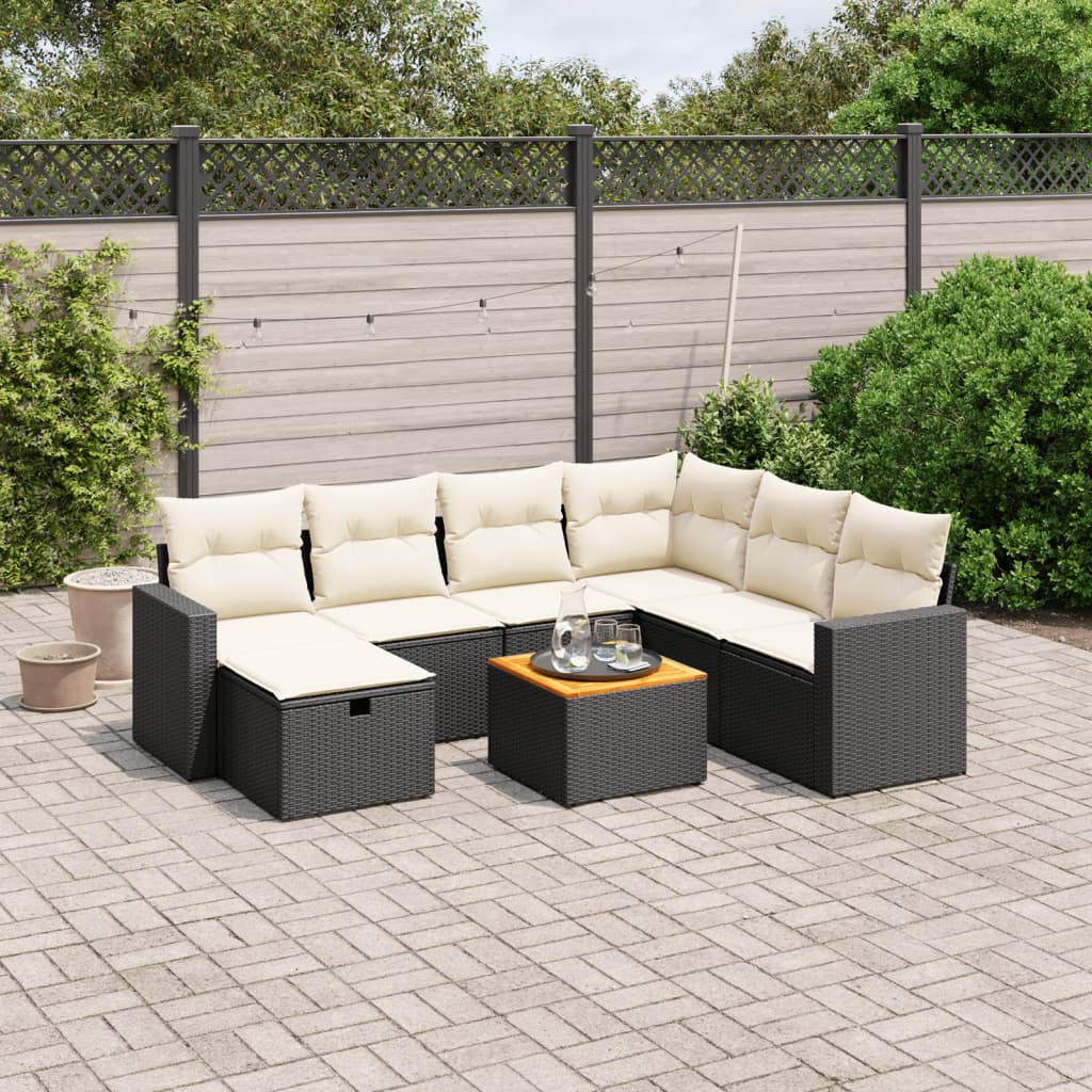 Set Canapele De Grădină Cu Perne, 8 Piese, Gri, Poliratan