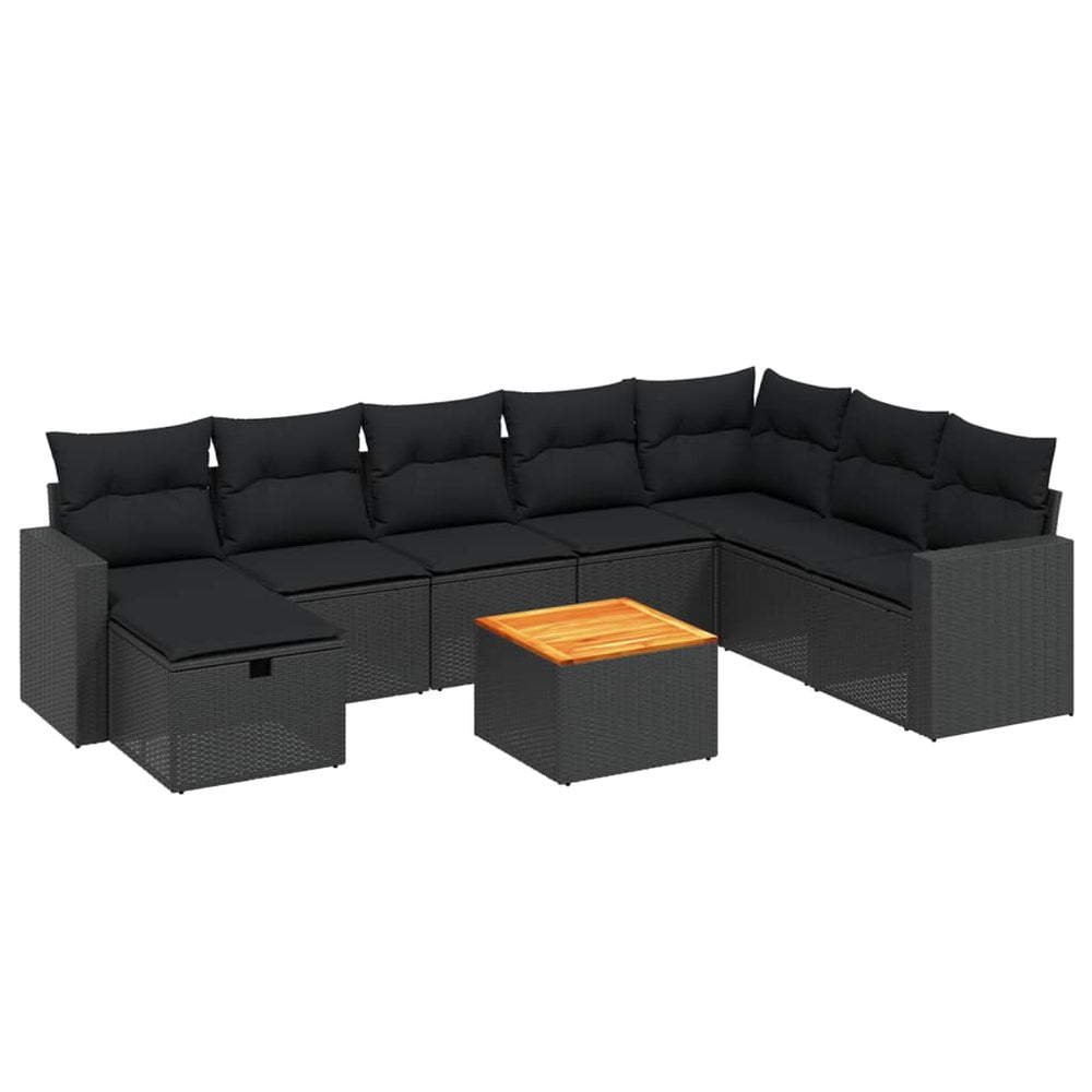 Set Mobilier De Grădină Cu Perne, 9 Piese, , Poliratan