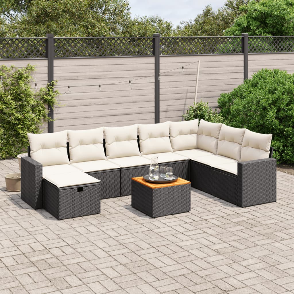 Set Mobilier De Grădină Cu Perne, 9 Piese, , Poliratan