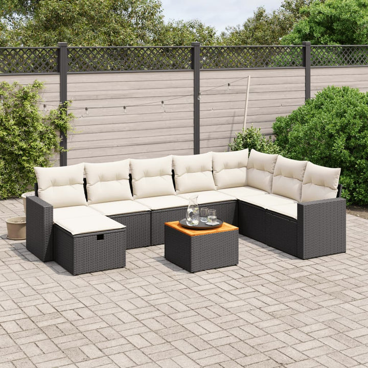 Set Mobilier De Grădină Cu Perne, 9 Piese, , Poliratan