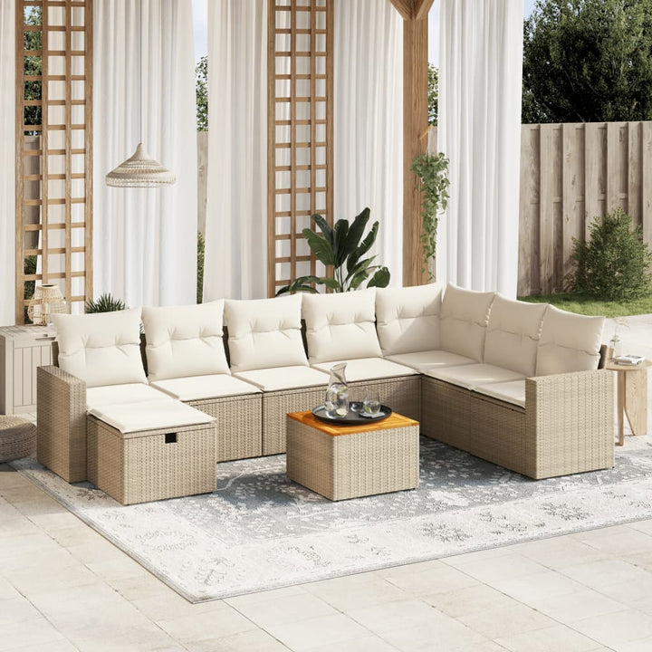 Set Mobilier De Grădină Cu Perne, 9 Piese, , Poliratan