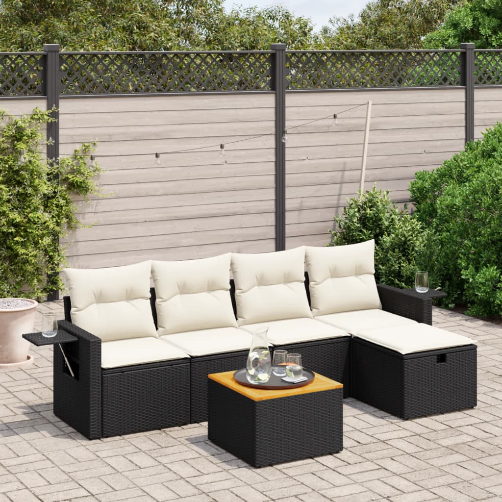 Set Mobilier De Grădină Cu Perne, 6 Piese, , Poliratan