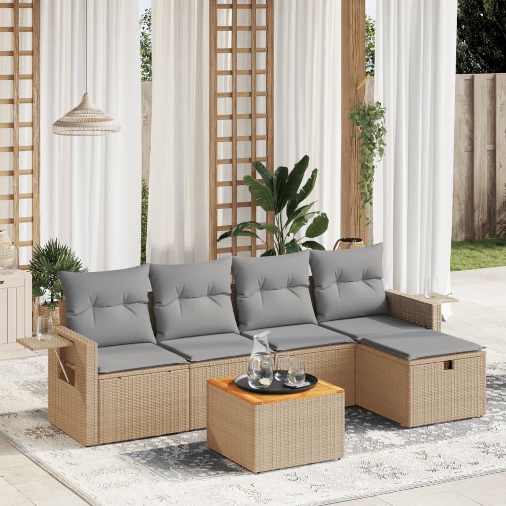 Set Mobilier De Grădină Cu Perne, 6 Piese, , Poliratan