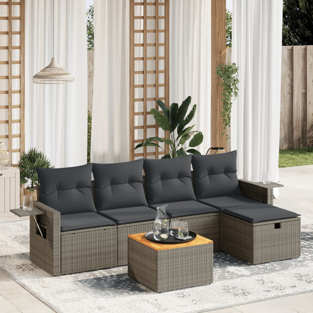 Set Mobilier De Grădină Cu Perne, 6 Piese, , Poliratan