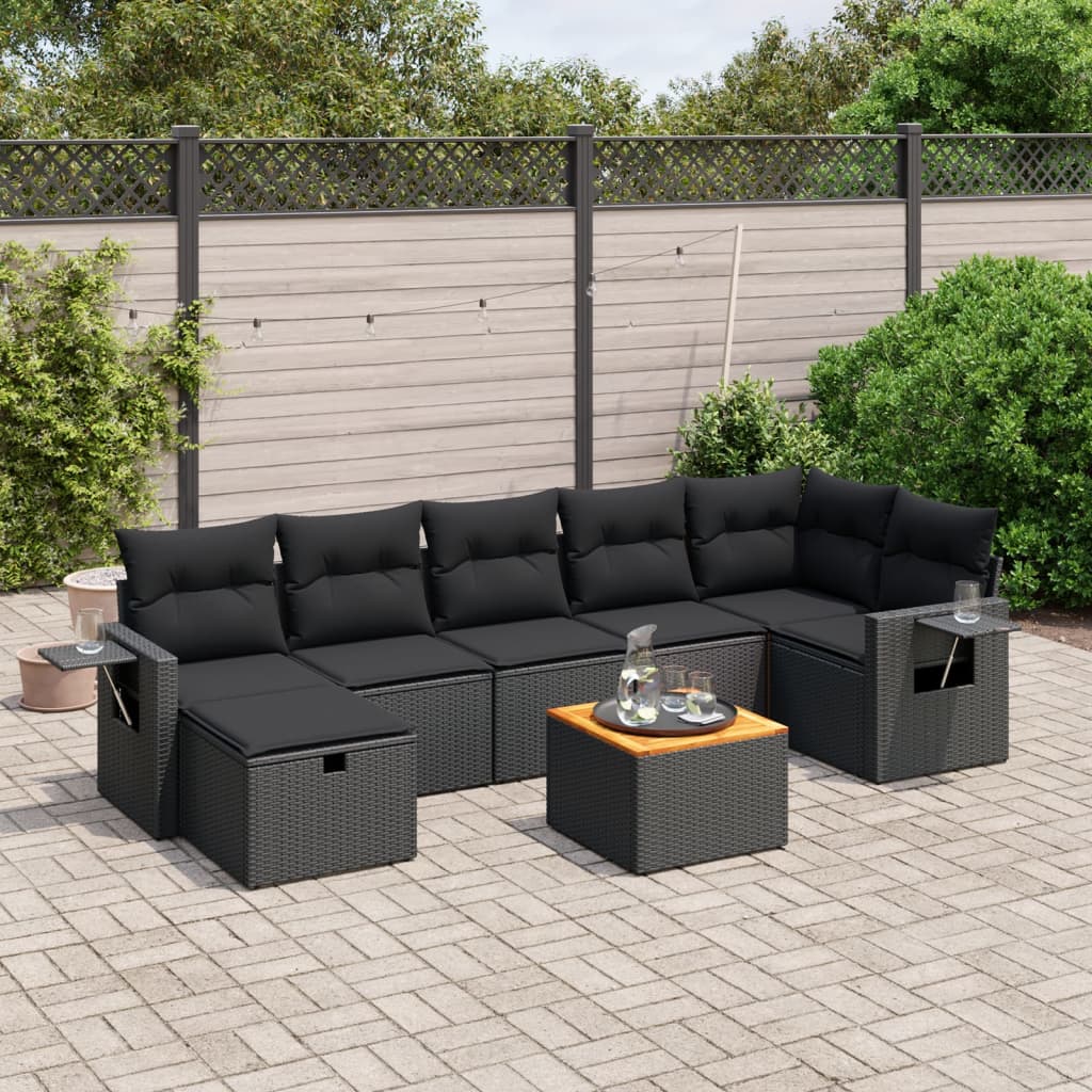 Set Mobilier De Grădină Cu Perne, 8 Piese, , Poliratan