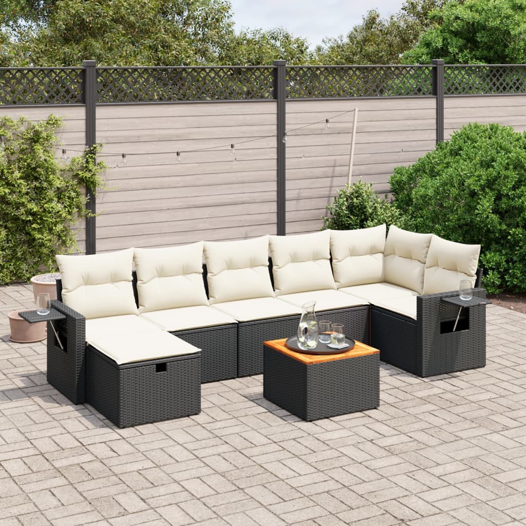 Set Mobilier De Grădină Cu Perne, 8 Piese, , Poliratan