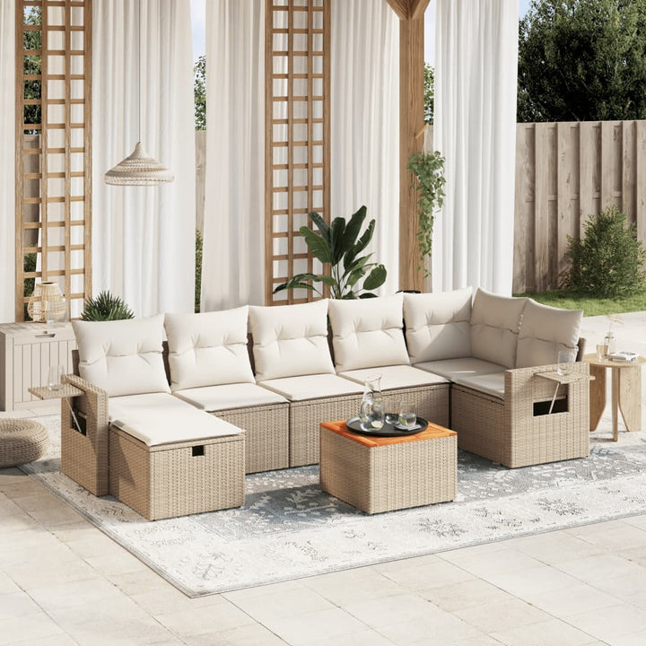 Set Mobilier De Grădină Cu Perne, 8 Piese, , Poliratan