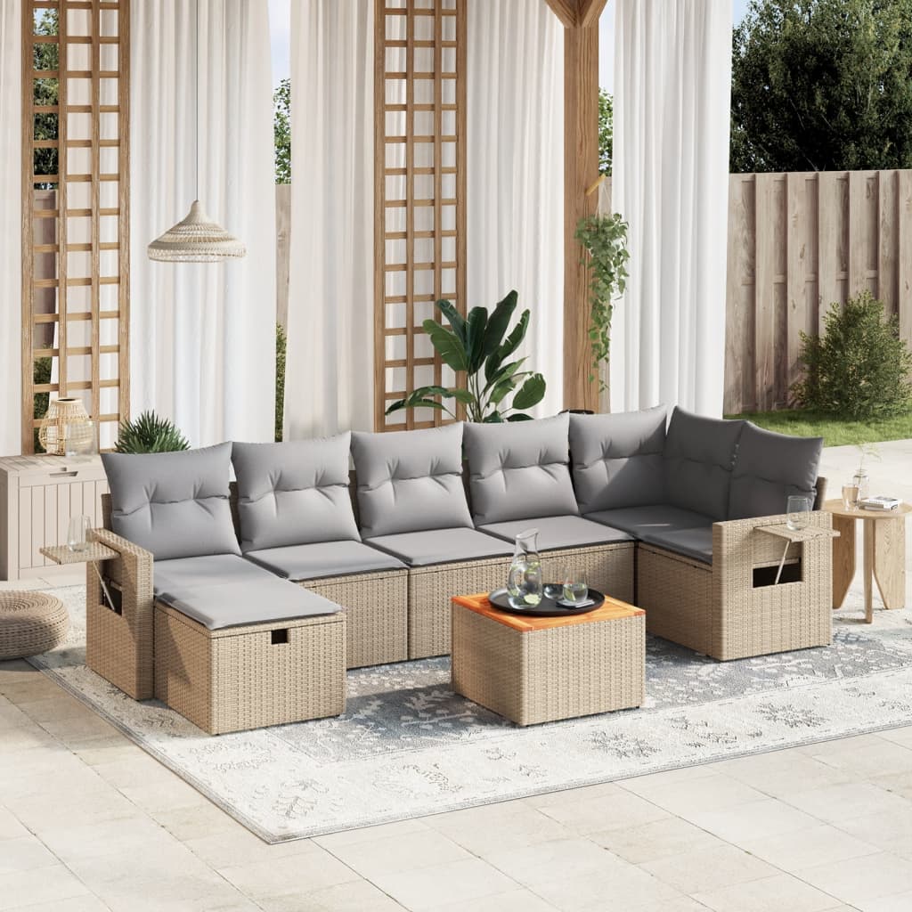 Set Mobilier De Grădină Cu Perne, 8 Piese, , Poliratan