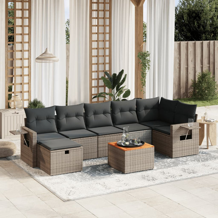 Set Mobilier De Grădină Cu Perne, 8 Piese, , Poliratan