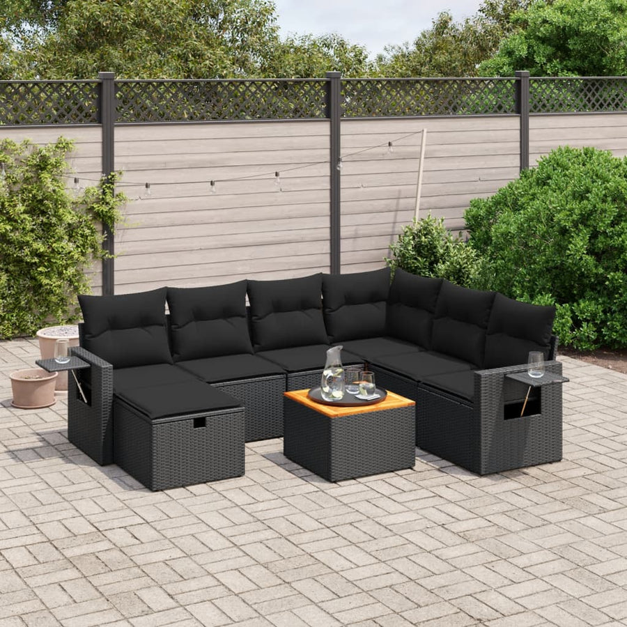 Set Mobilier De Grădină Cu Perne, 8 Piese, , Poliratan