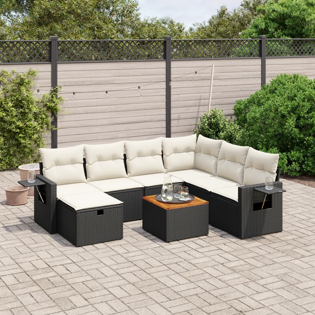 Set Mobilier De Grădină Cu Perne, 8 Piese, , Poliratan