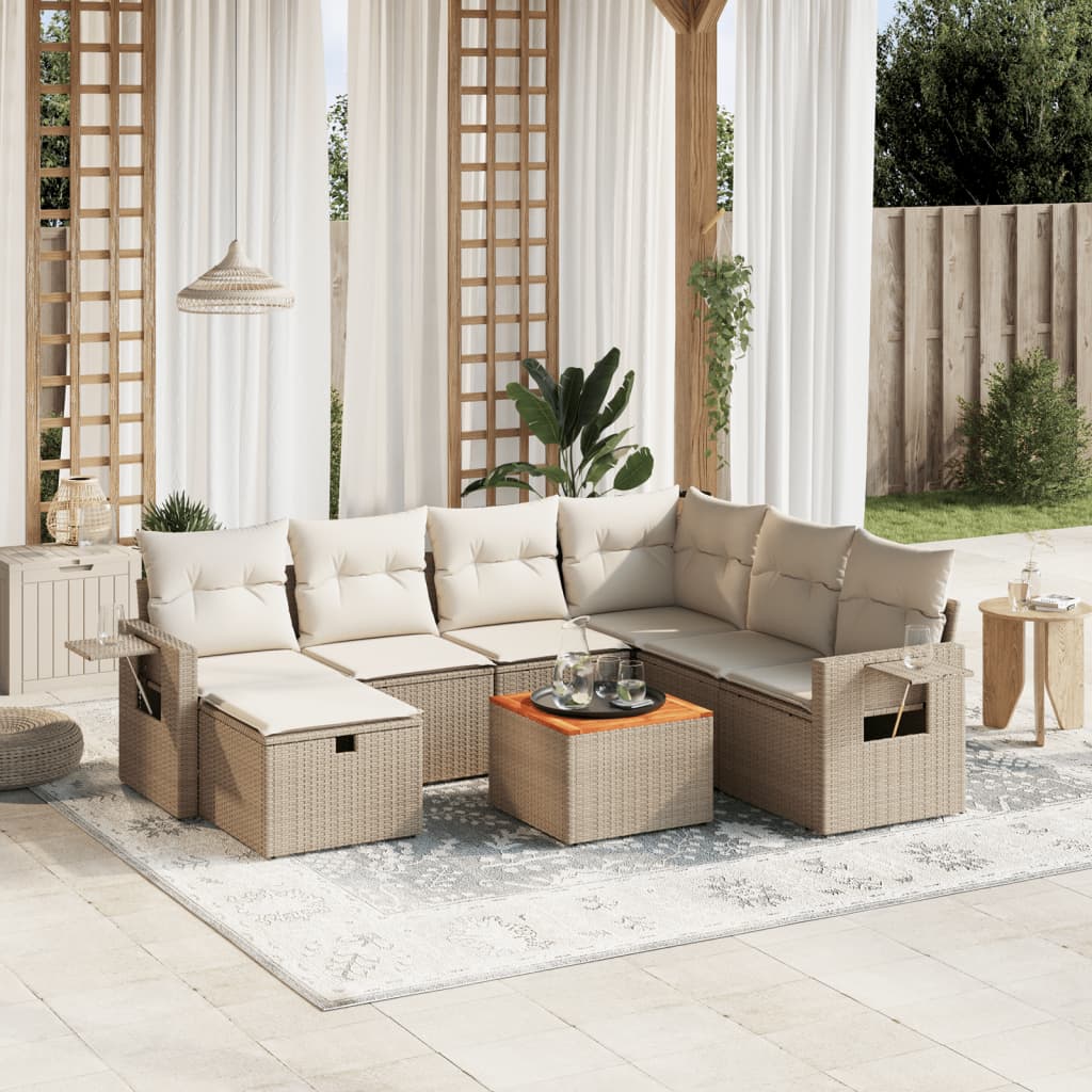 Set Mobilier De Grădină Cu Perne, 8 Piese, , Poliratan
