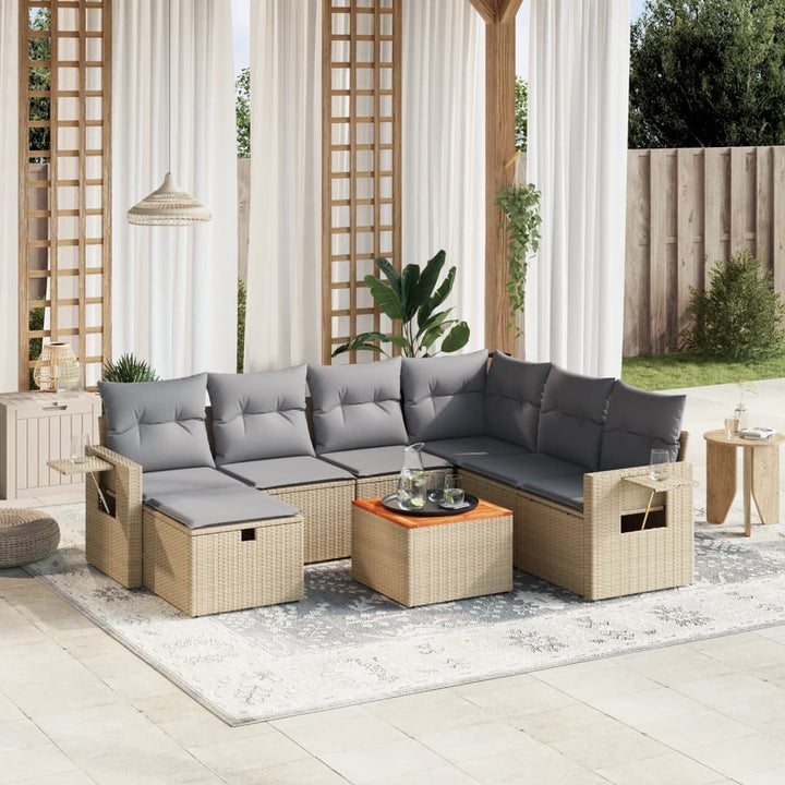 Set Mobilier De Grădină Cu Perne, 8 Piese, , Poliratan