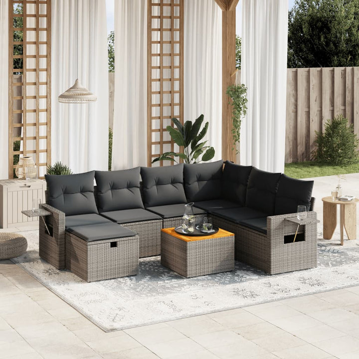 Set Mobilier De Grădină Cu Perne, 8 Piese, , Poliratan