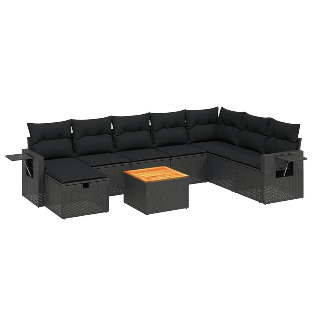 Set Mobilier De Grădină Cu Perne, 9 Piese, , Poliratan