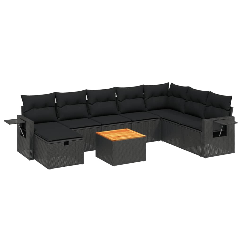 Set Mobilier De Grădină Cu Perne, 9 Piese, , Poliratan