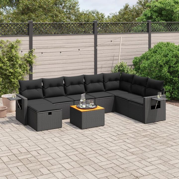 Set Mobilier De Grădină Cu Perne, 9 Piese, , Poliratan