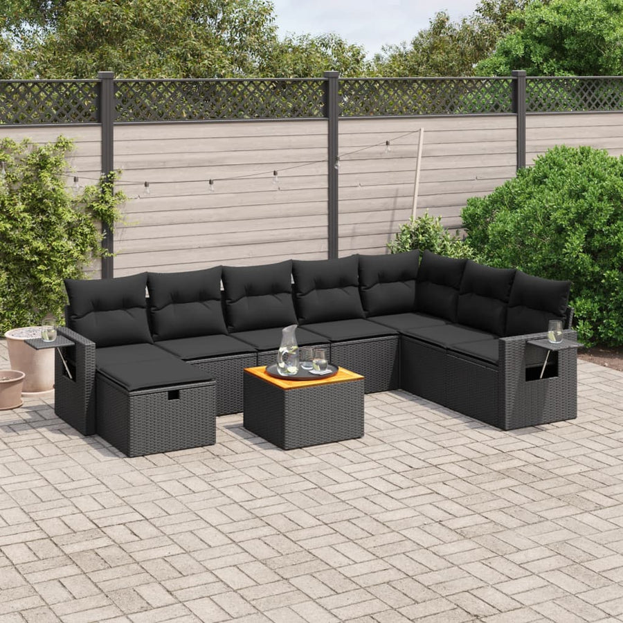 Set Mobilier De Grădină Cu Perne, 9 Piese, , Poliratan