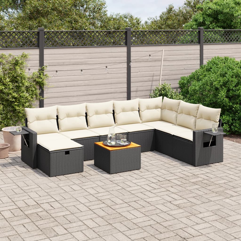 Set Mobilier De Grădină Cu Perne, 9 Piese, , Poliratan