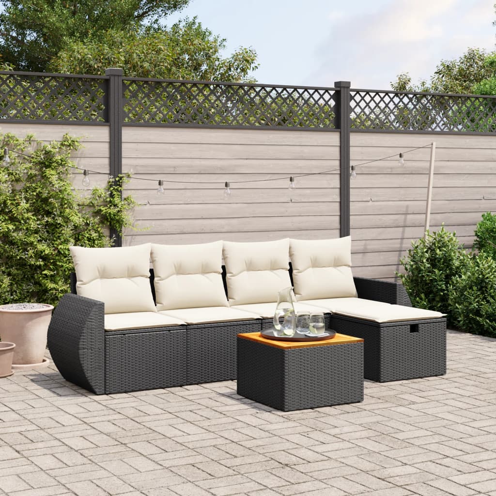 Set Mobilier Grădină Cu Perne, 6 Piese, , Poliratan