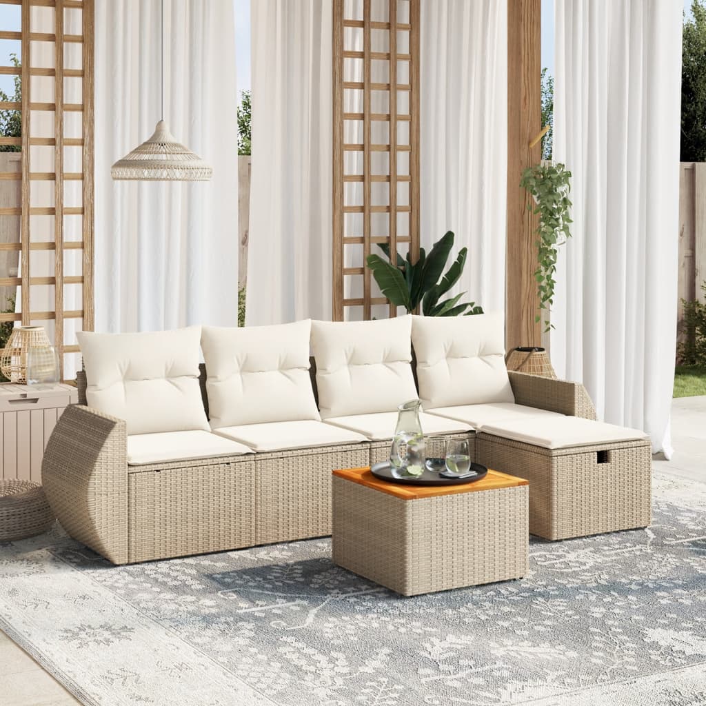 Set Mobilier Grădină Cu Perne, 6 Piese, , Poliratan