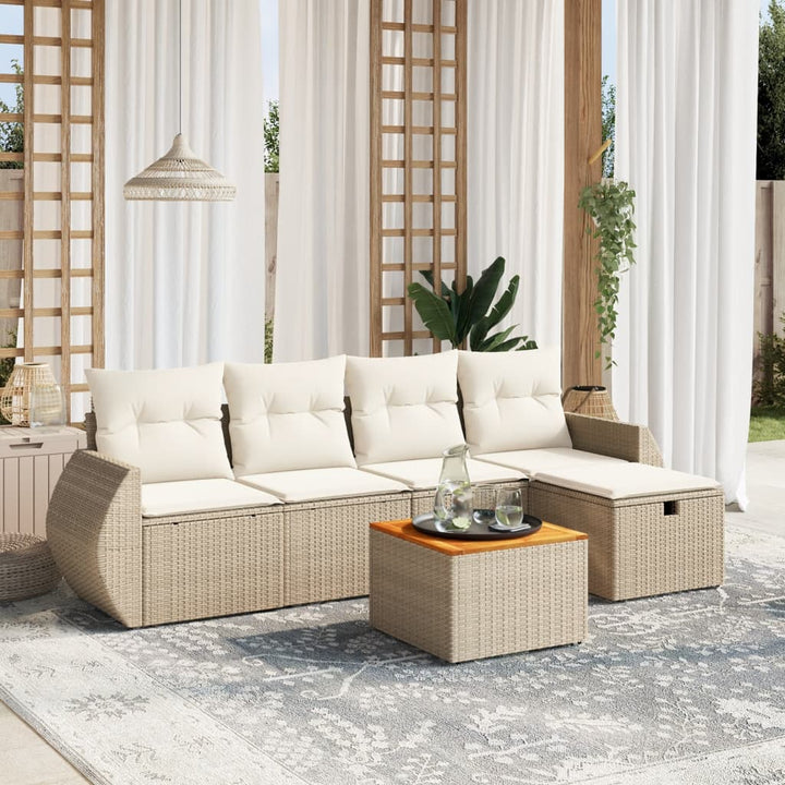 Set Mobilier Grădină Cu Perne, 6 Piese, , Poliratan