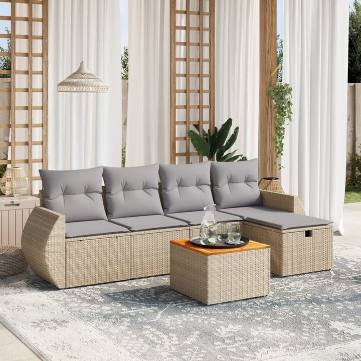 Set Mobilier Grădină Cu Perne, 6 Piese, , Poliratan