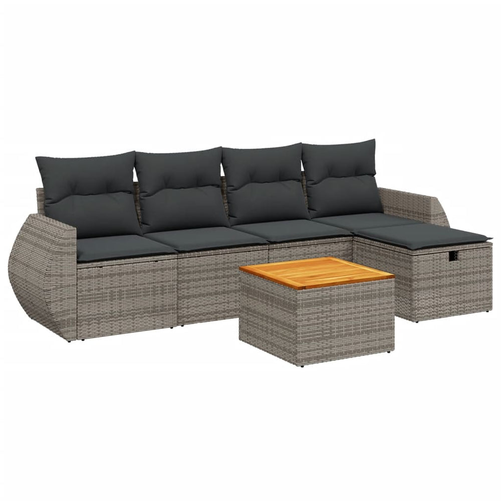 Set Mobilier Grădină Cu Perne, 6 Piese, , Poliratan