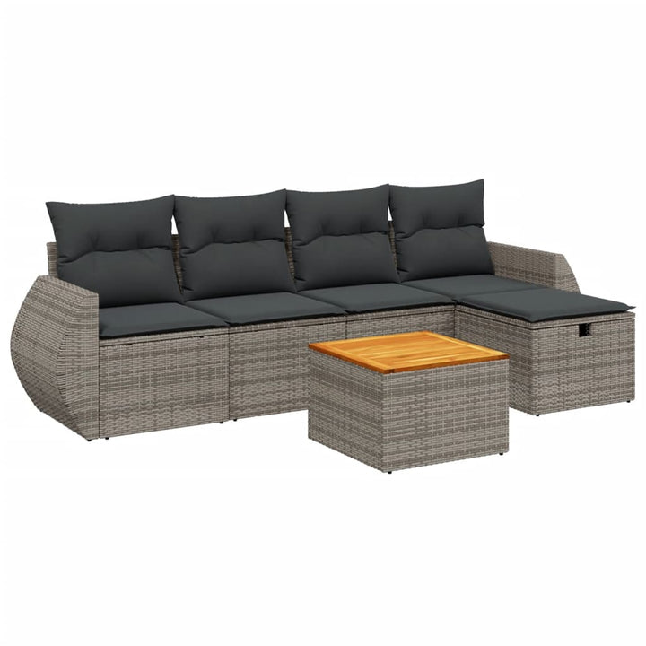Set Mobilier Grădină Cu Perne, 6 Piese, , Poliratan