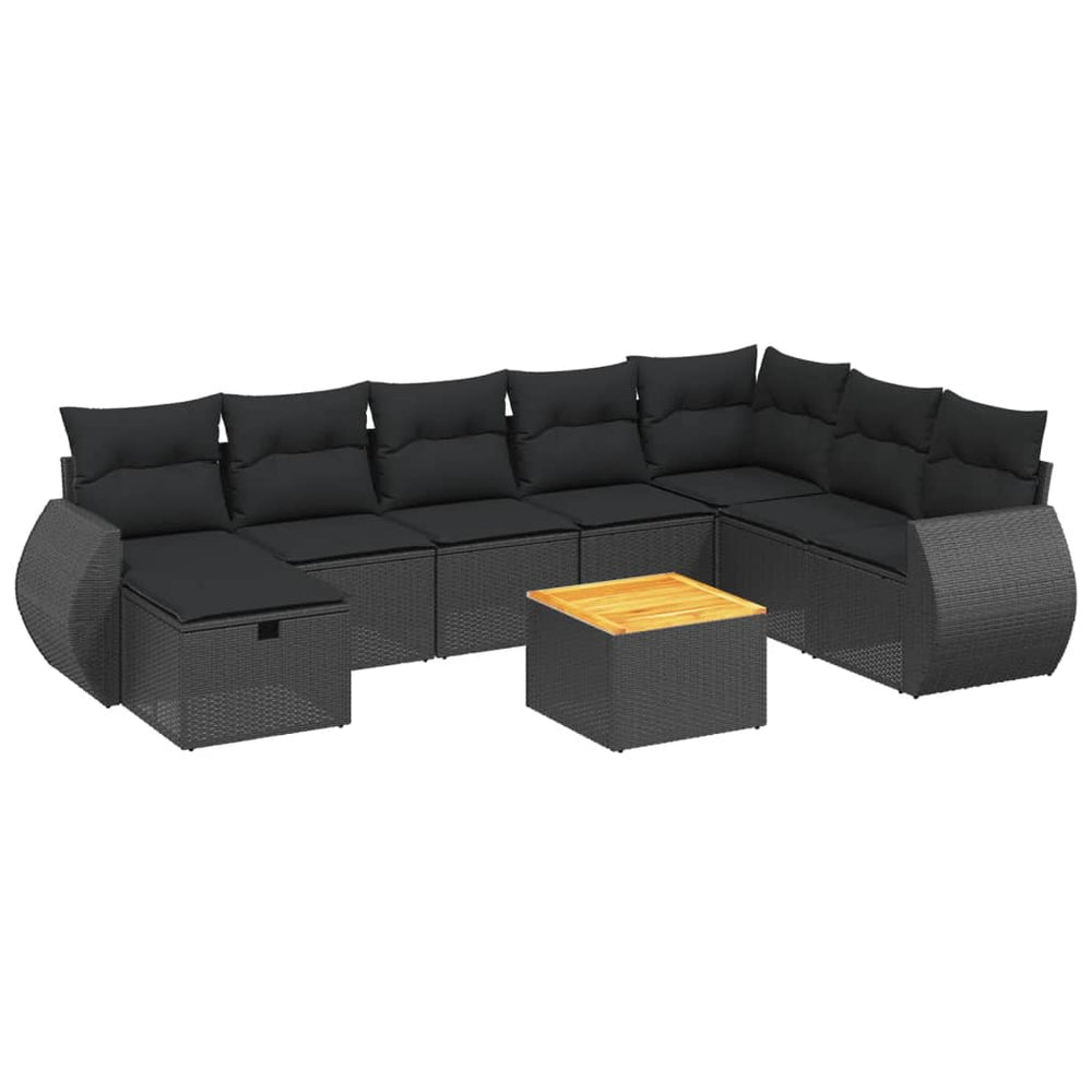 Set Mobilier De Grădină Cu Perne, 9 Piese, , Poliratan