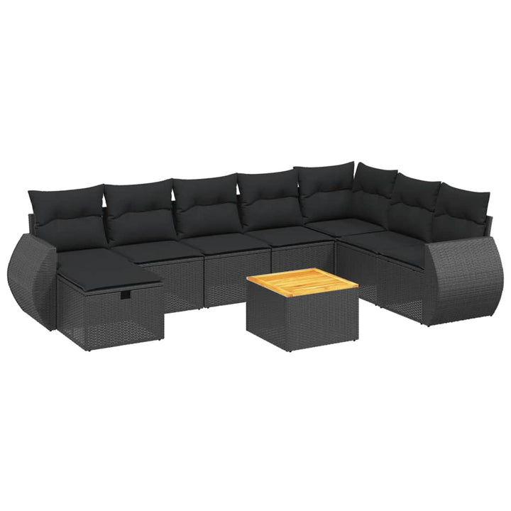 Set Mobilier De Grădină Cu Perne, 9 Piese, , Poliratan