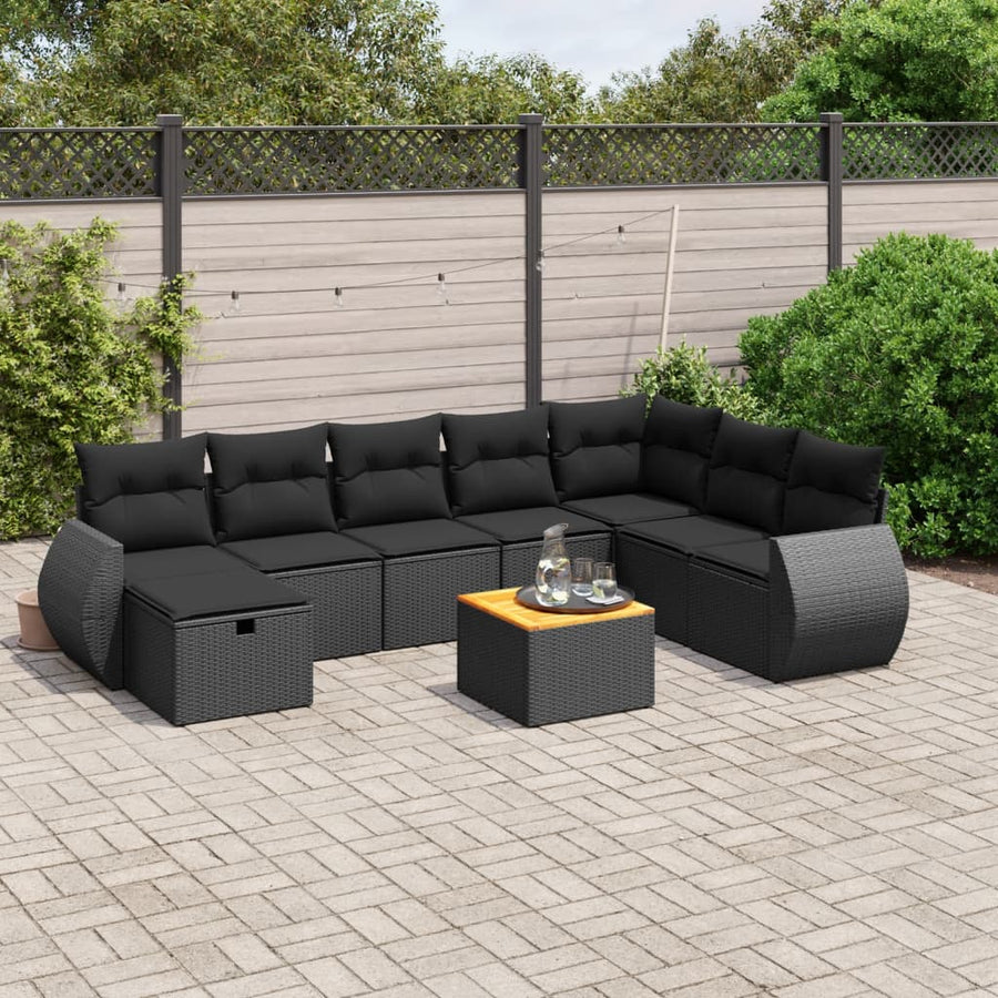 Set Mobilier De Grădină Cu Perne, 9 Piese, , Poliratan