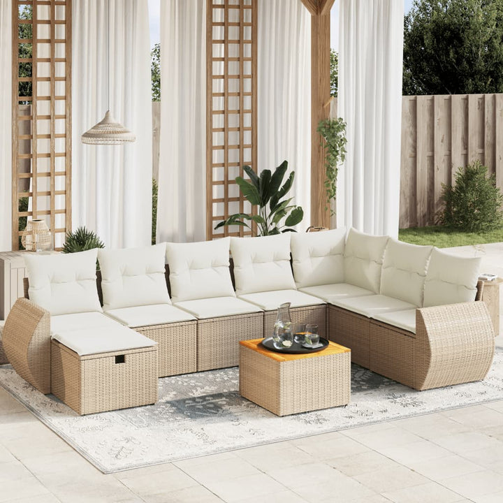 Set Mobilier De Grădină Cu Perne, 9 Piese, , Poliratan