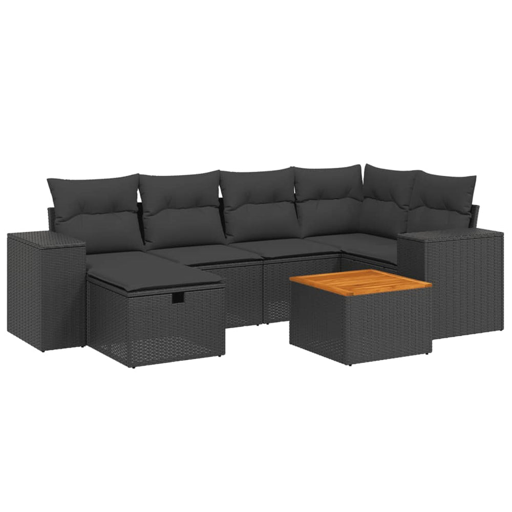 Set Canapele De Grădină Cu Perne, 7 Piese, , Poliratan