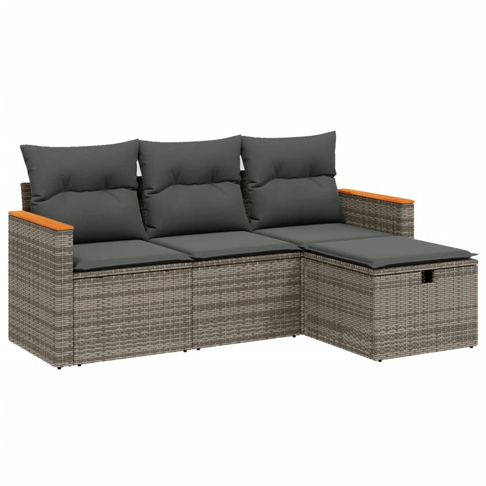 Set Canapea De Grădină Cu Perne, 4 Piese, , Poliratan