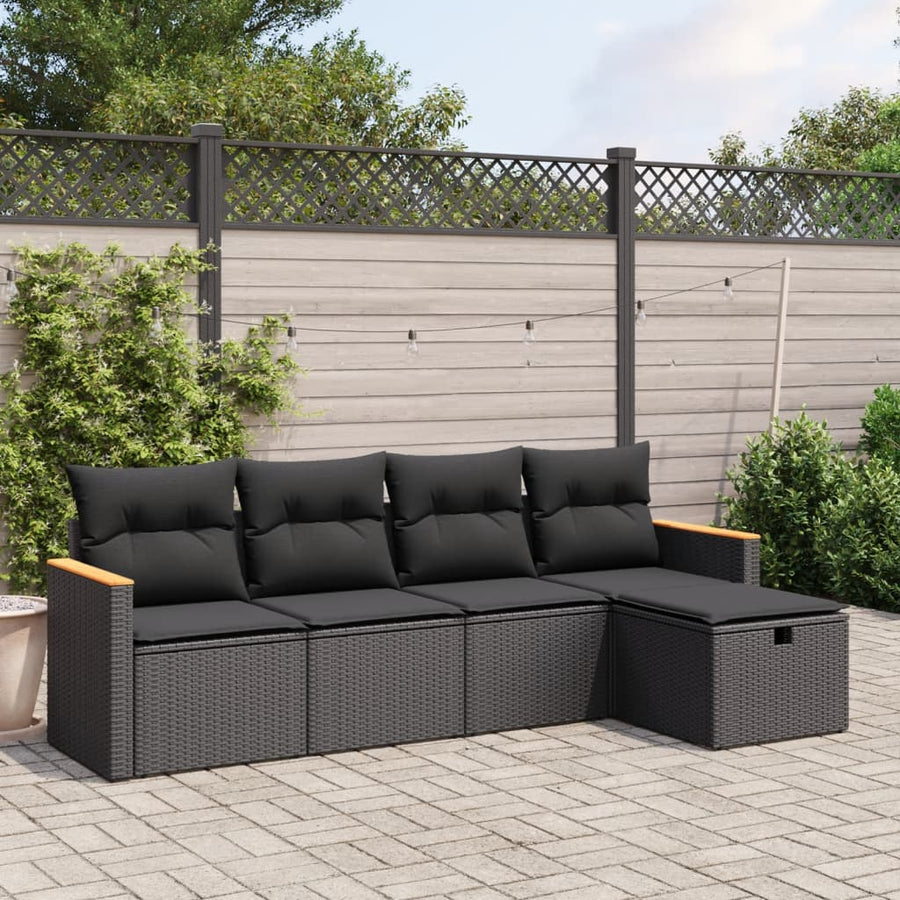 Set Mobilier De Grădină Cu Perne, 5 Piese, , Poliratan