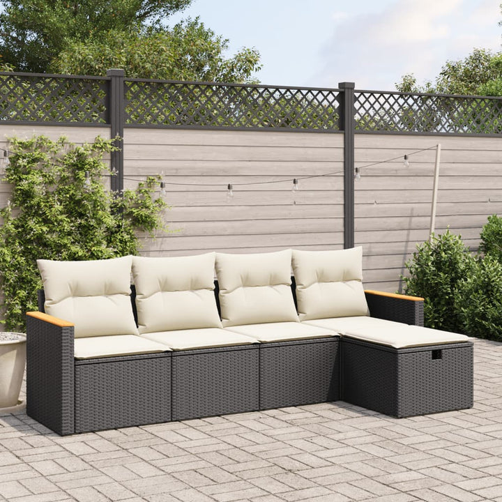 Set Mobilier De Grădină Cu Perne, 5 Piese, , Poliratan
