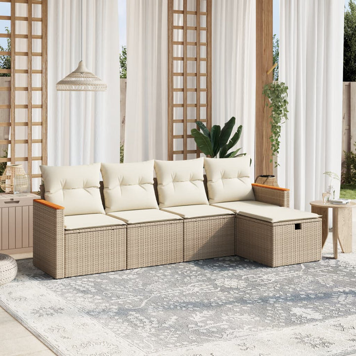 Set Mobilier De Grădină Cu Perne, 5 Piese, , Poliratan