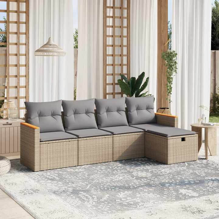 Set Mobilier De Grădină Cu Perne, 5 Piese, , Poliratan