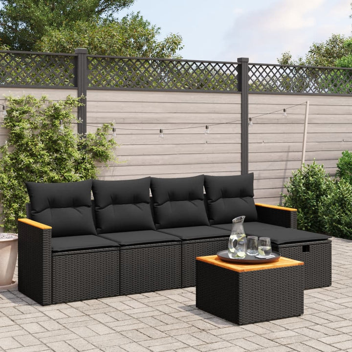Set Mobilier De Grădină Cu Perne, 5 Piese, , Poliratan