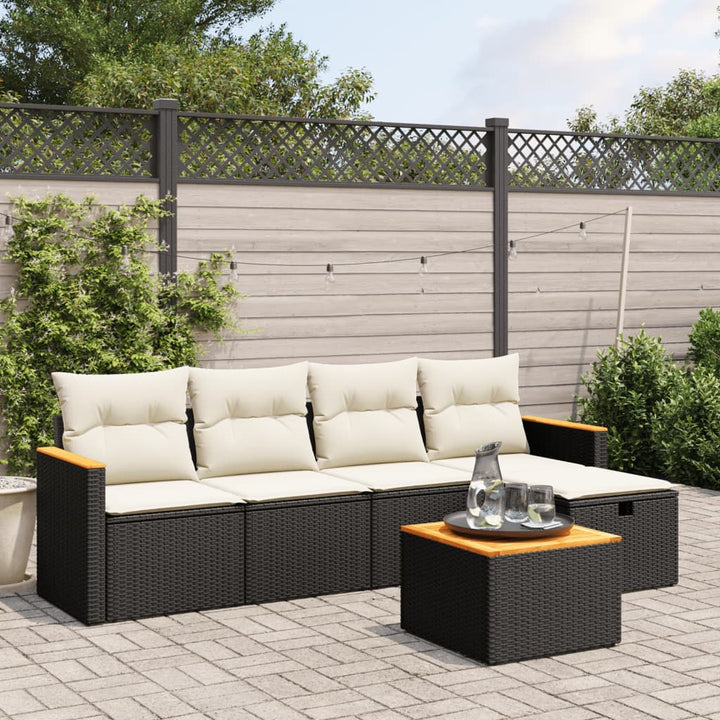 Set Mobilier De Grădină Cu Perne, 5 Piese, , Poliratan