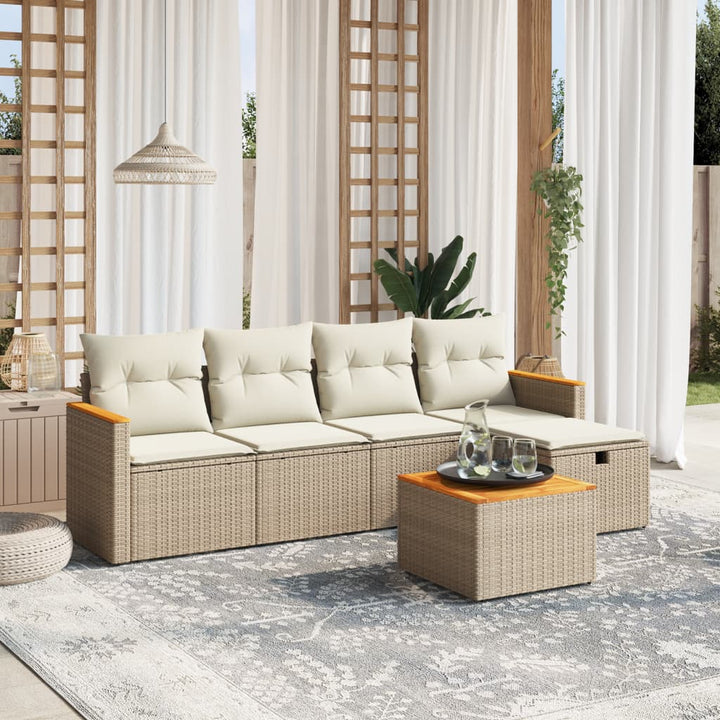 Set Mobilier De Grădină Cu Perne, 5 Piese, , Poliratan