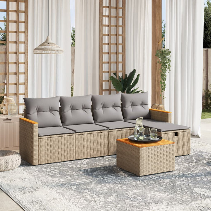 Set Mobilier De Grădină Cu Perne, 5 Piese, , Poliratan