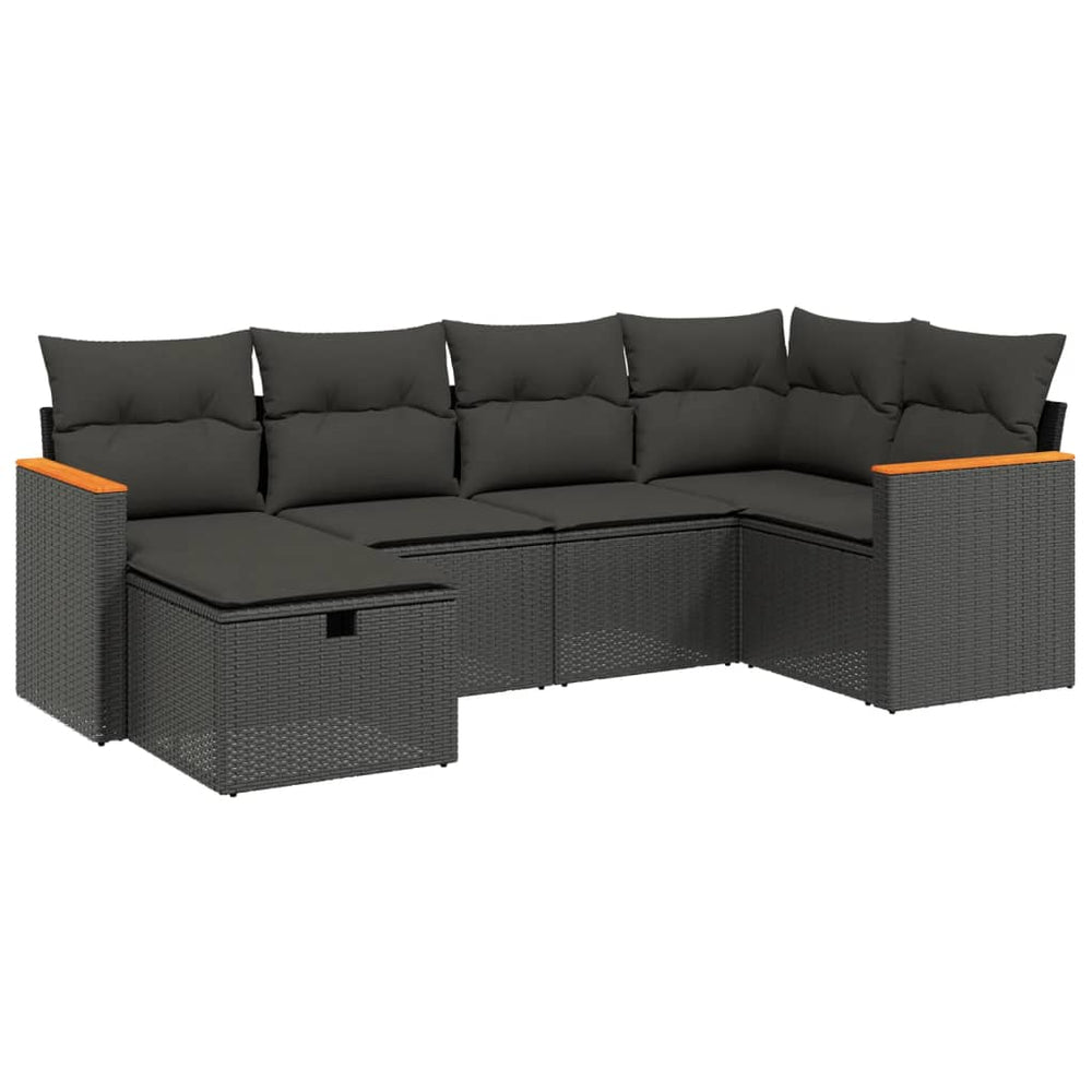Set Mobilier De Grădină Cu Perne, 6 Piese, , Poliratan