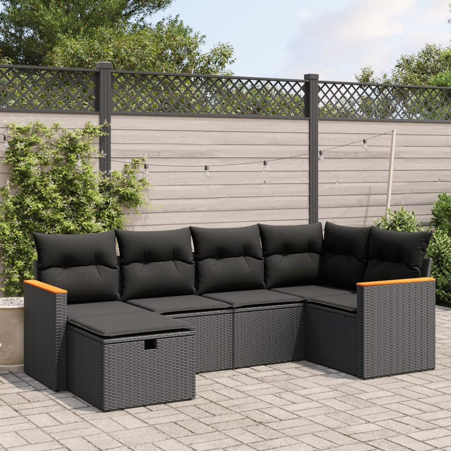 Set Mobilier De Grădină Cu Perne, 6 Piese, , Poliratan