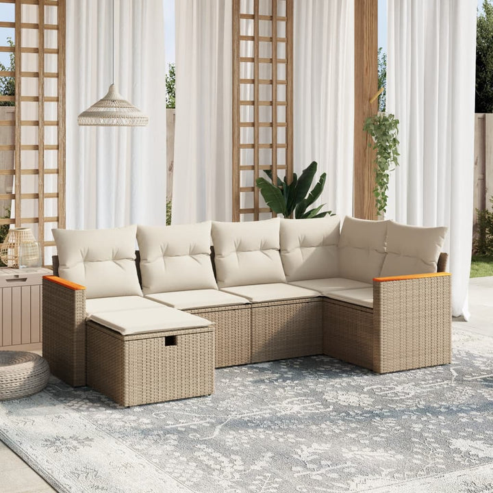 Set Mobilier De Grădină Cu Perne, 6 Piese, , Poliratan