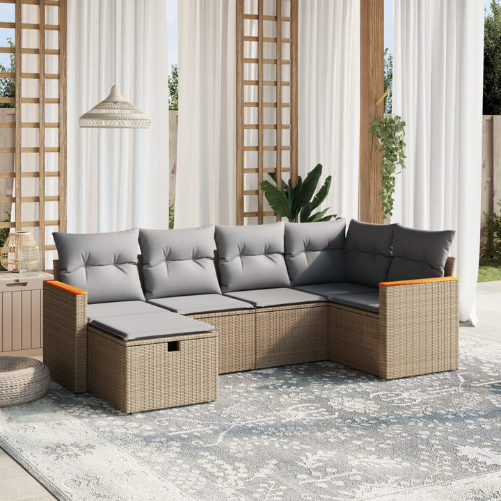 Set Mobilier De Grădină Cu Perne, 6 Piese, , Poliratan